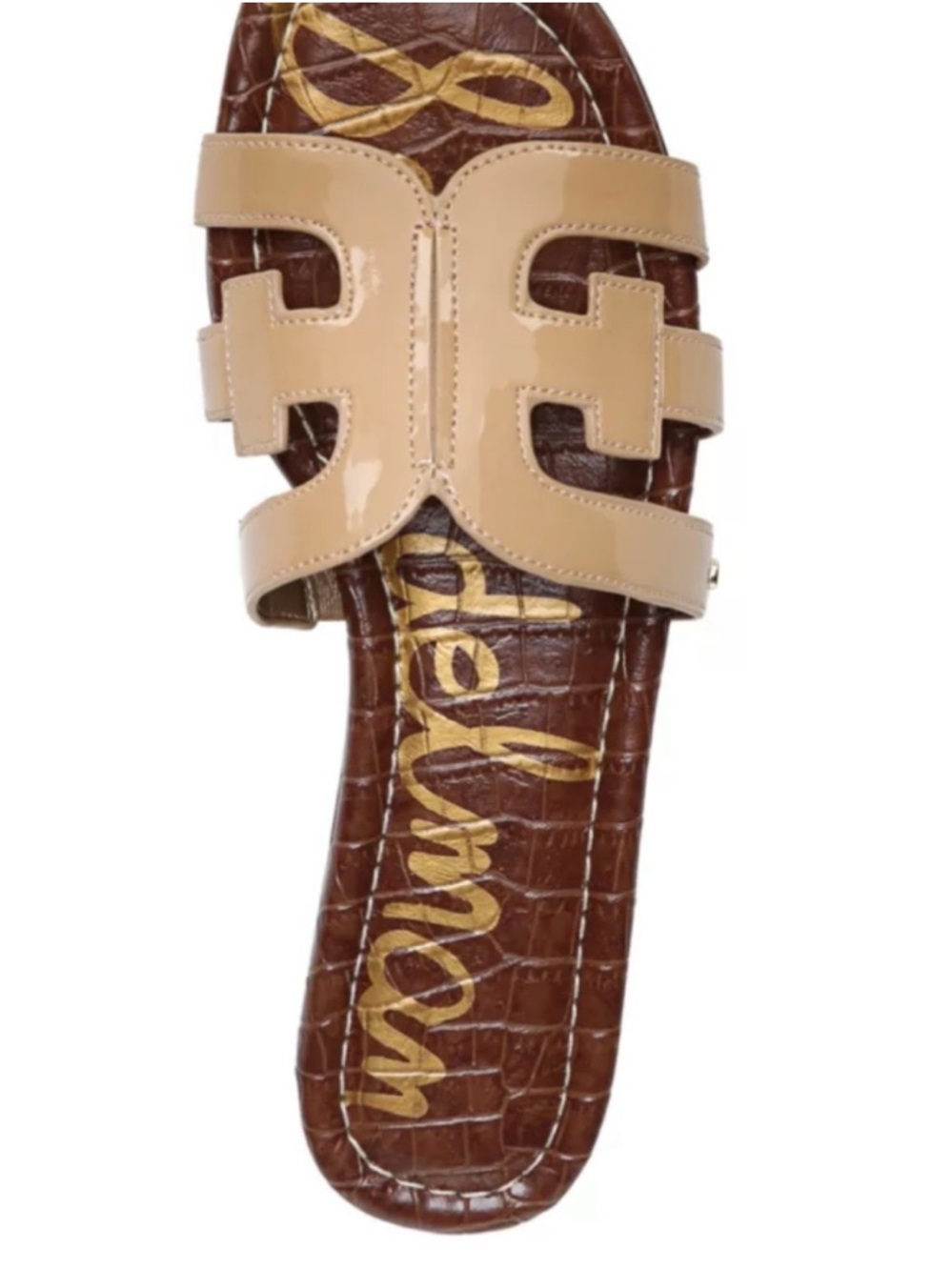 Sam Edelman BAY Slide Sandal in Almond Patent, Size 9M, NWOB/Like New